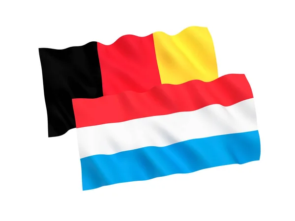Bandeiras da Bélgica e do Luxemburgo sobre fundo branco — Fotografia de Stock