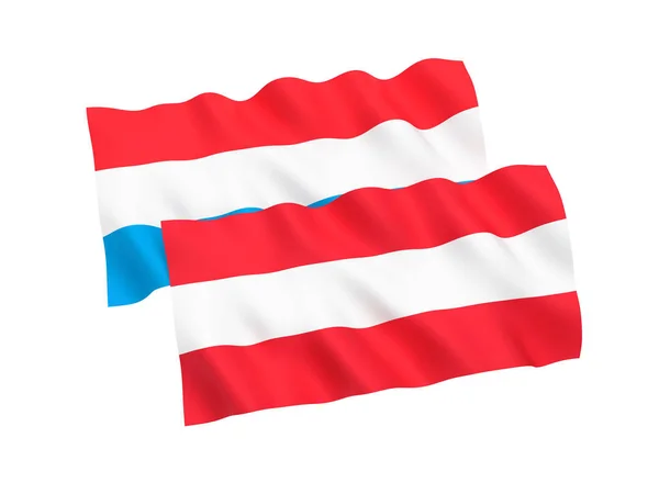 Banderas de Austria y Luxemburgo sobre fondo blanco —  Fotos de Stock