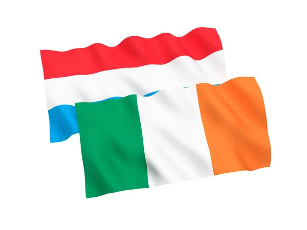 Flags of Luxembourg and Ireland on a white background — Stock Photo, Image