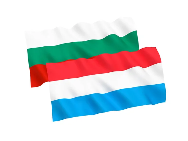 Флаги Болгарии и Люксембурга на белом фоне — стоковое фото