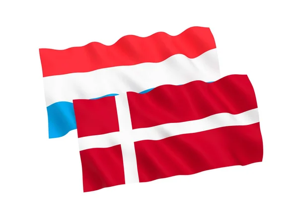 Banderas de Luxemburgo y Dinamarca sobre fondo blanco —  Fotos de Stock