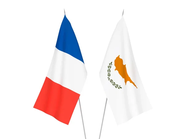 Bandeiras da França e de Chipre — Fotografia de Stock