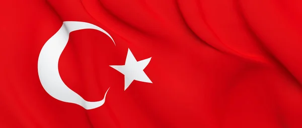Nationale stof Wave close-up van de vlag van Turkije — Stockfoto