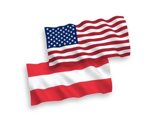 白い背景にオーストリアやアメリカの国旗 — ストックベクタ