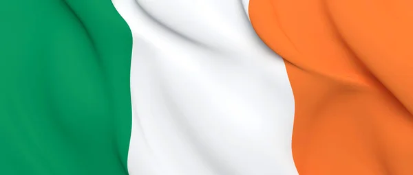 National Fabric Wave Close Flag Ireland Waving Wind Rendering Illustration — Stock Photo, Image