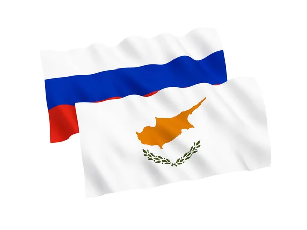 Národní Tkaniny Vlajky Ruska Kypr Izolovaných Bílém Pozadí Vykreslování Obrázku — Stock fotografie