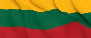 Ulusal kumaş dalga yakından Litvanya bayrağı