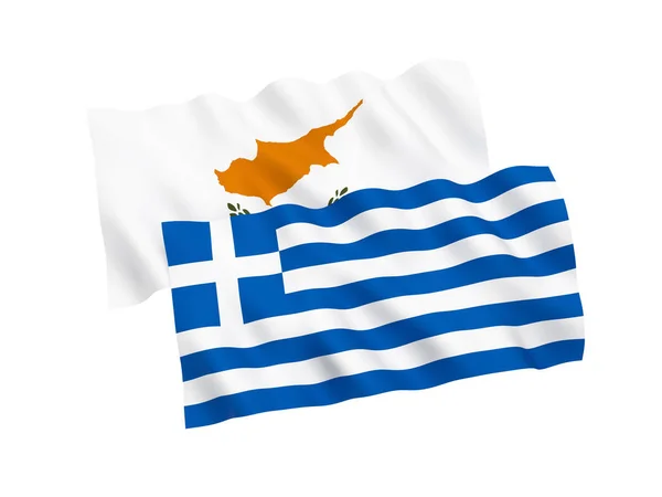 Bandeiras da Grécia e de Chipre sobre um fundo branco — Fotografia de Stock