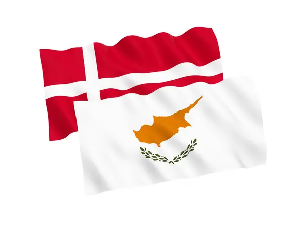 Σημαίες της Κύπρου και Δανίας σε λευκό φόντο — Φωτογραφία Αρχείου