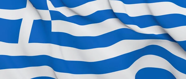 Ola de tela nacional Bandera de primer plano de Grecia —  Fotos de Stock