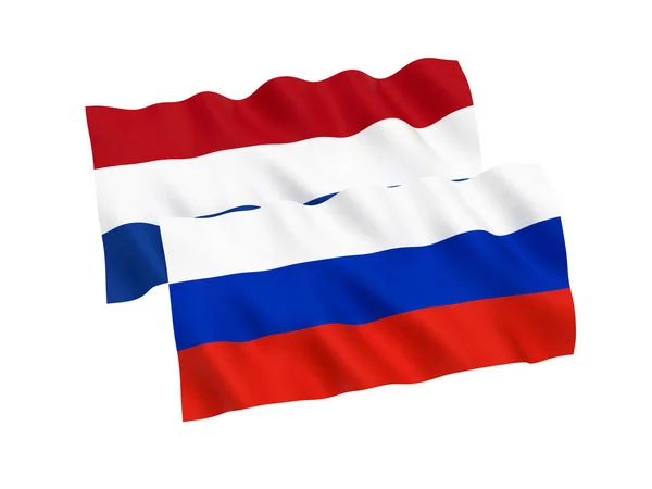 Bandiere della Russia e dei Paesi Bassi su sfondo bianco — Foto Stock