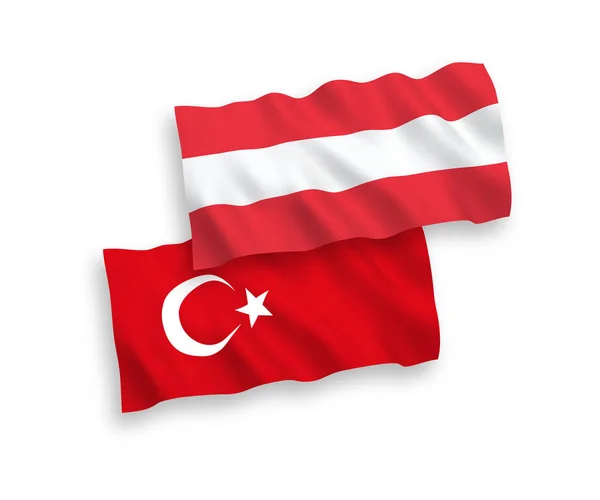 Drapeaux de Turquie et d'Autriche sur fond blanc — Image vectorielle