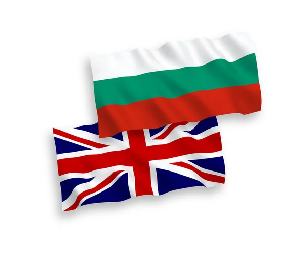 Lijst van vlaggen van Bulgarije en Groot-Brittannië op een witte achtergrond — Stockvector