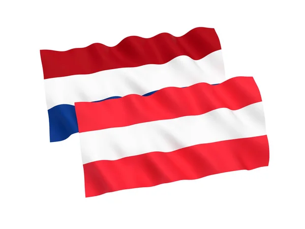 Bandeiras da Áustria e dos Países Baixos sobre fundo branco — Fotografia de Stock