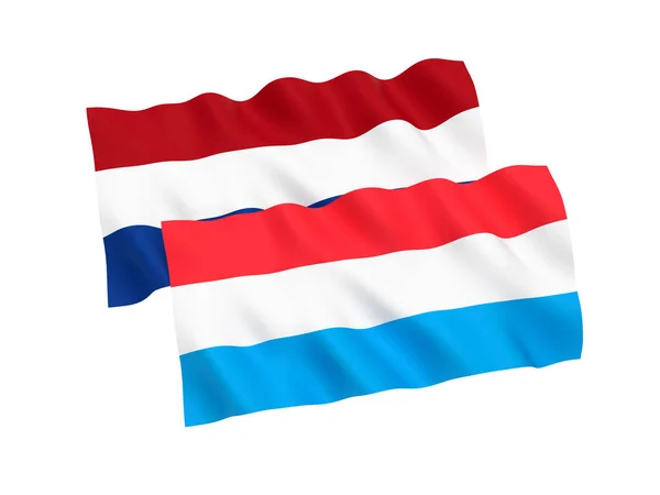 Bandiere dei Paesi Bassi e del Lussemburgo su sfondo bianco — Foto Stock