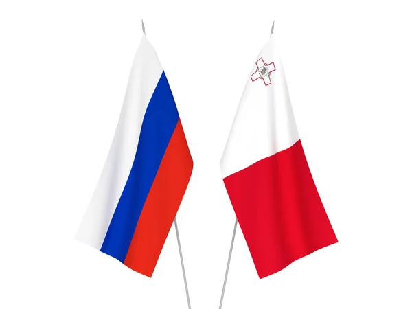 Banderas de Rusia y Malta — Foto de Stock