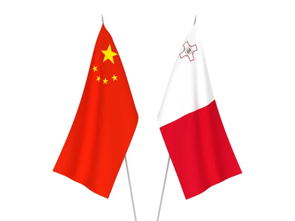 Čína a Malta příznaky — Stock fotografie