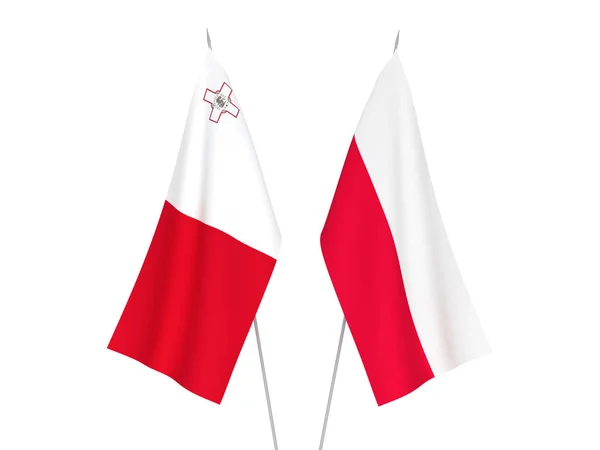 Málta és Lengyelország zászlók — Stock Fotó