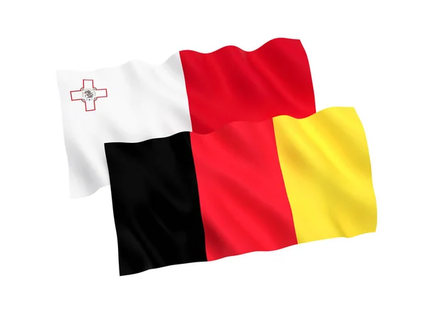 Drapeaux de la Belgique et de Malte sur fond blanc — Photo