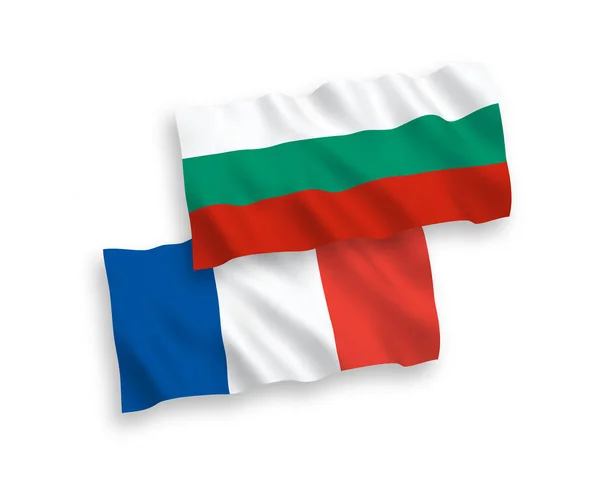 Lijst van vlaggen van Frankrijk en Bulgarije op een witte achtergrond — Stockvector