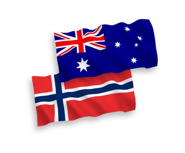 Beyaz arka planda Norveç ve Avustralya bayrakları