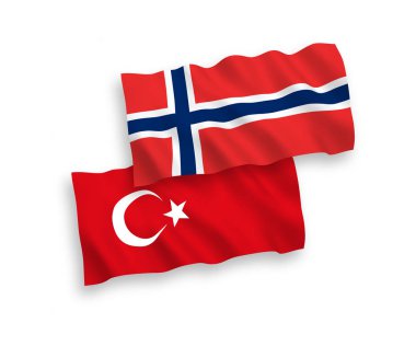 Beyaz bir arka planda, Türkiye ve Norveç bayrakları