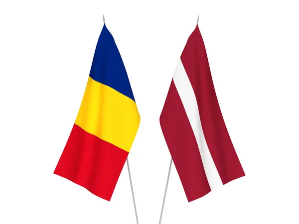 拉脱维亚和罗马尼亚国旗 — 图库照片