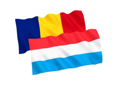 Romanya ve Lüksemburg bayrakları beyaz bir arka planda