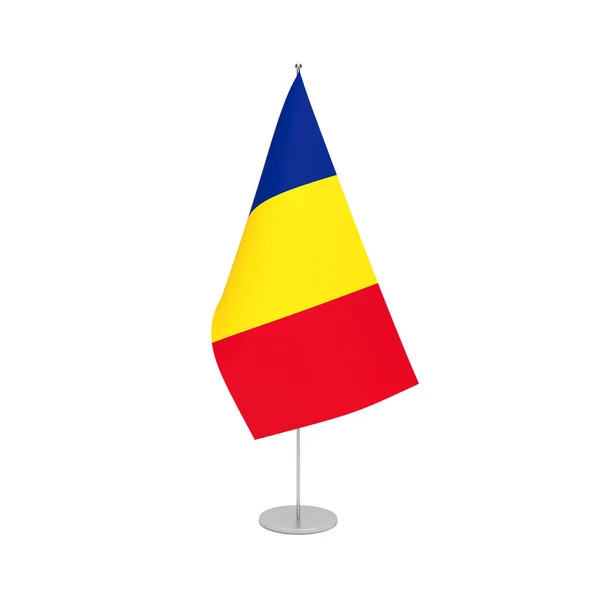 Bandera romania sobre fondo blanco — Foto de Stock