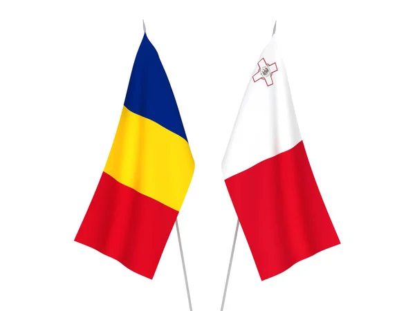 Мальта і Румунія прапори — стокове фото