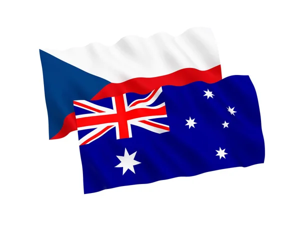 白色背景的澳大利亚和捷克共和国的旗子 — 图库照片
