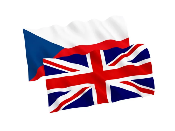 Флаги Чехии и Великобритании на белом фоне — стоковое фото