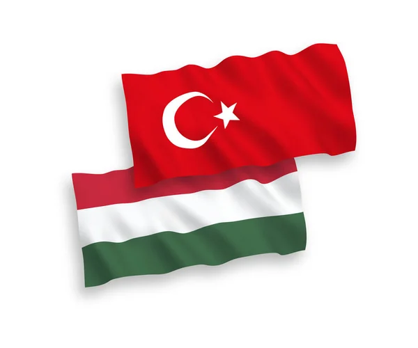 Флаги Турции и Венгрии на белом фоне — стоковый вектор