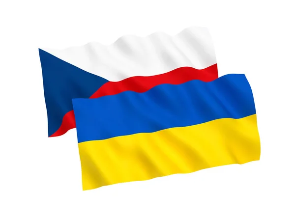 흰색 바탕에 우크라이나와 체코 공화국의 국기 — 스톡 사진