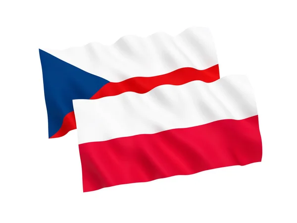 Polens och Tjeckiens flaggor på vit bakgrund — Stockfoto
