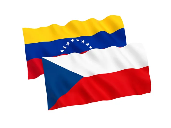 Drapeaux du Venezuela et de la République tchèque sur fond blanc — Photo