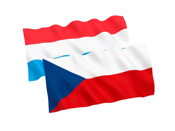 Bandiere della Repubblica ceca e del Lussemburgo su sfondo bianco — Foto Stock