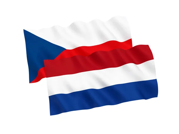 흰색 바탕에 네덜란드와 체코 공화국의 국기 — 스톡 사진