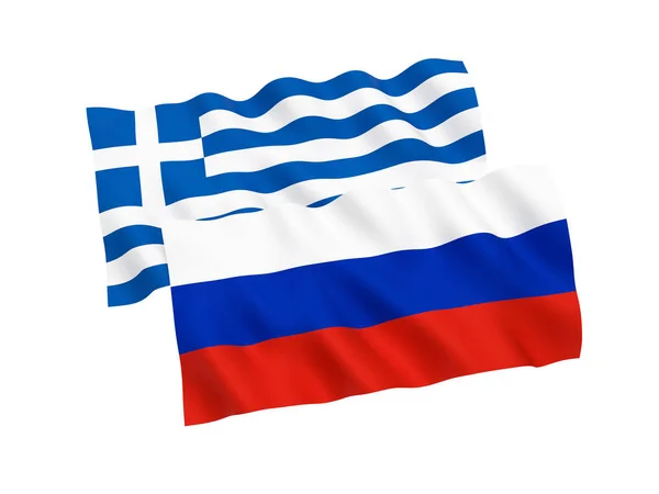 Flagi Rosji i Grecji na białym tle — Zdjęcie stockowe