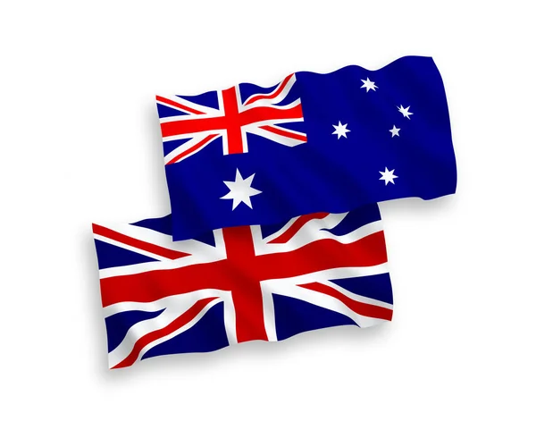 Flagi, Australii i Wielkiej Brytanii, na białym tle — Wektor stockowy