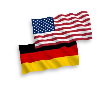 Beyaz bir arka plan üzerinde Amerika ve Almanya bayrakları