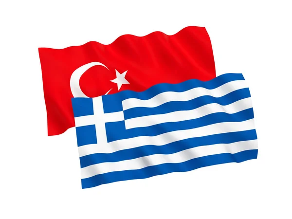 Flags of Turkey and Greece on a white background — Stock Photo, Image