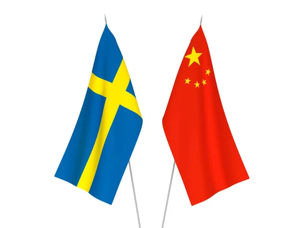 Китай і Швеція прапори — стокове фото