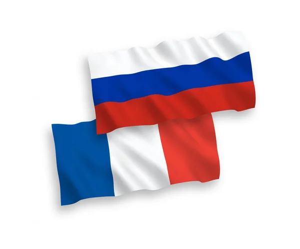 Drapeaux de France et de Russie sur fond blanc — Image vectorielle