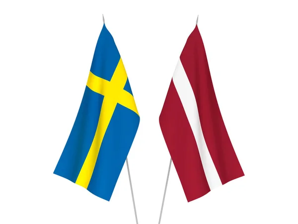 Флаги Латвии и Швеции — стоковое фото