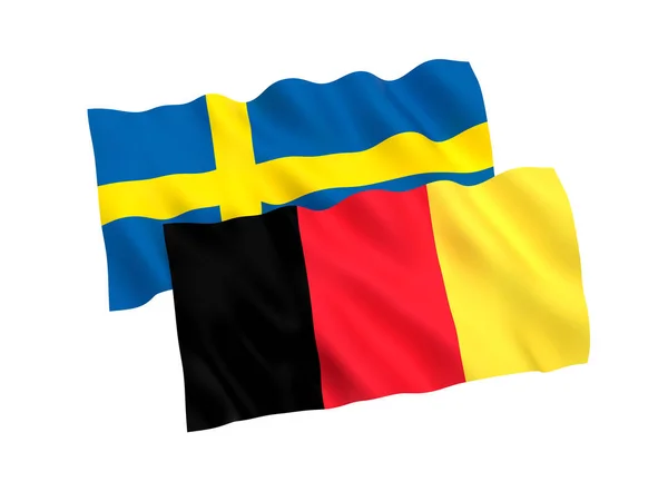 Прапори Бельгії та Швеції на білому фоні — стокове фото
