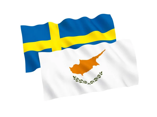 Σημαίες της Σουηδίας και της Κύπρου σε λευκό φόντο — Φωτογραφία Αρχείου