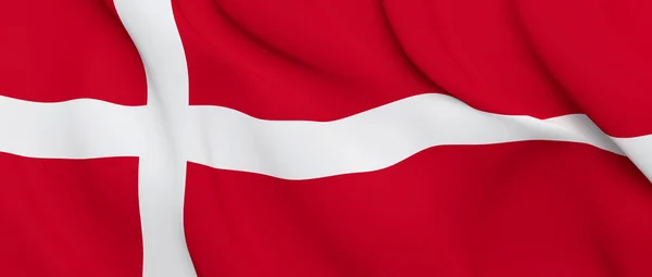 Vague nationale en tissu Fermer Drapeau du Danemark — Photo