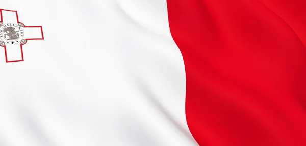 Nemzeti szövet hullám közelről Málta zászlaja — Stock Fotó