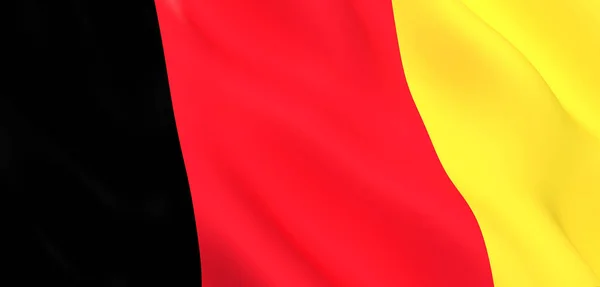 Nationella tyg Wave närbild Belgiens flagga — Stockfoto